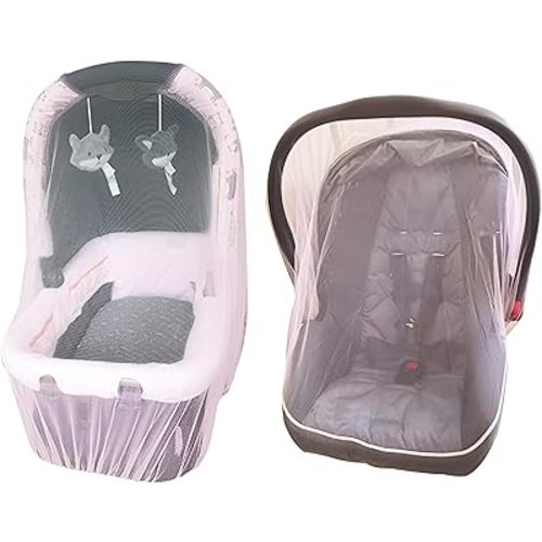 Enovoe Mosquito Net for Stroller and Baby Crib - Durable Mesh Bug Net Cover with Elastic Edge - Fits Strollers, Bassinets, Playards, and Mini Cribs - Travel Essential for Newborns - 63x64-Inch (White)