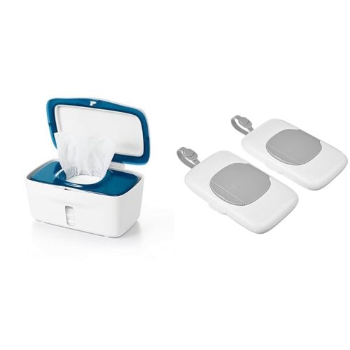 OXO Tot Perfect Pull Wipes Dispenser, Navy, 1 Count (Pack of 1) & Tot On The Go Wipes Dispenser - 2 P ack - Dispenser + Dispenser - 2 Pack
