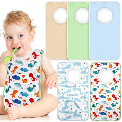 Newwiee 5 Pcs Large Towel Bib Toddler for Baby Toddler Cloth Bib Soft Pullover Baby Absorbent Full Coverage Drooling Feeding