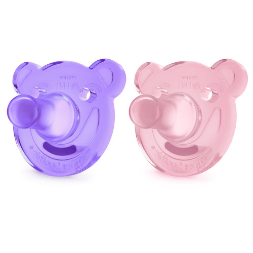 Philips Avent Soothie Shapes Pacifier, Pink/Purple, 3-18 Months, 2 Pack