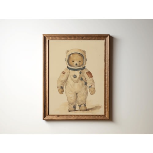 Teddy Bear Astronaut Nursery Decor Space Kids Room Art NASA Print Nursery Galaxy Art Playroom Outer Space Theme Nursery by Bespoke Littles