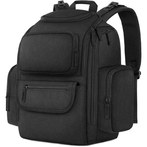 Mancro Diaper Bag Backpack, Extra Large Capacity Baby Diaper Backpack with 2 Insulated Pockets and Stroller Strap, Water Resistant Mens Diaper Bag for Travel，Black