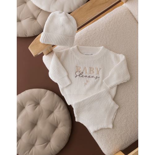 Personalised Baby Surname Baby Outfit Embroidered Newborn Baby Gifts Neutral Baby Gifts Boys Girls Knitted Hello World Knitted