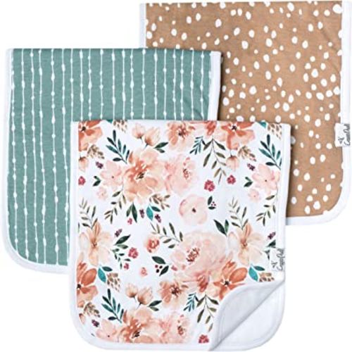 Baby Burp Cloth Small 21''x10'' Size Premium Absorbent Triple Layer 3-Pack Gift Set 'Autumn' by Copper Pearl
