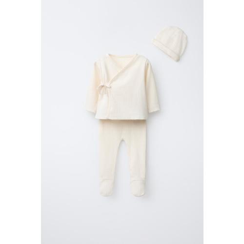 POINTELLE HEART LAYETTE SET AND POUCH - Butter | ZARA United States