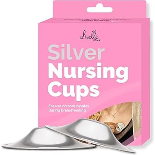 LIVELLA - Original Silver Nursing Cups - Made in Germany with 999 Silver - Universal Fit - Protect and Soothe Sore Nipples - Silver Nipple Shields for Breastfeeding - FDA-Registered