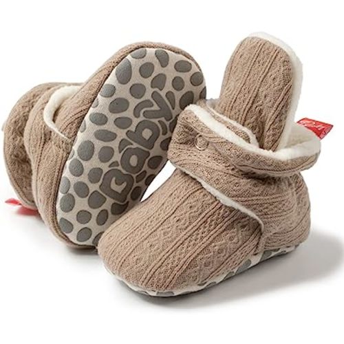 Amazon.com | HsdsBebe Unisex 6-12 mo Newborn Baby Cotton Booties Non-Slip Sole for Toddler Boys Girls Infant Winter Warm Fleece Cozy Socks Shoes | Boots
