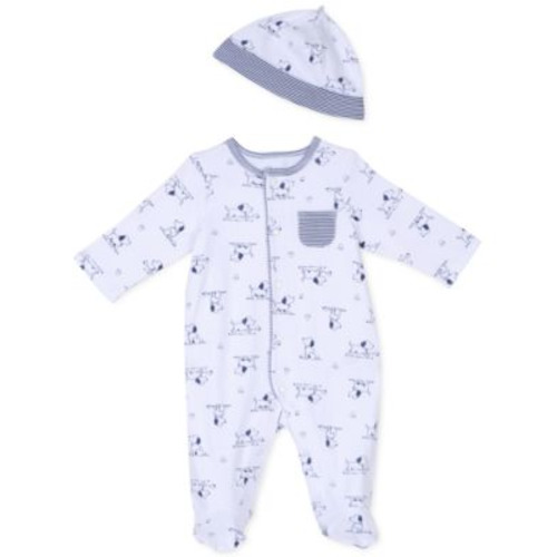 Baby Boys Puppy Toile Coverall and Hat, 2 Piece Set