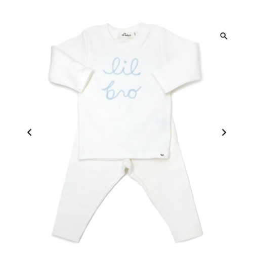 oh baby! Two Piece Set "lil bro" in Sky Blue Yarn - Cream