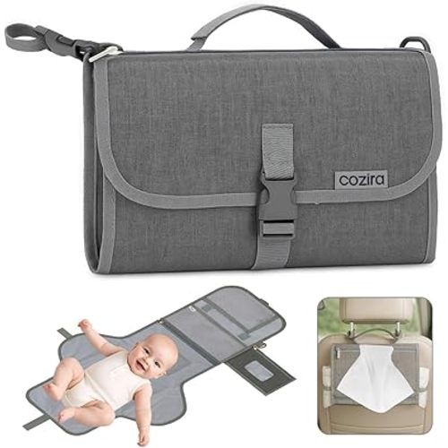 COZIRA Baby Changing Pad - Wipeable, Waterproof & Detachable Travel Diaper Changing Pad Portable Design with Wipes Pocket - Changing Mat with Head Pillow for Toddlers & Infants, Gifts for Baby Shower