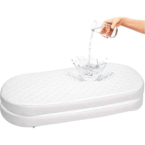 Baby Bassinet Mattress Pad (Oval, 13X29 2-Pack) for Newborn Comfort Breathable Easy Clean Hypoallergenic Waterproof Made in USA