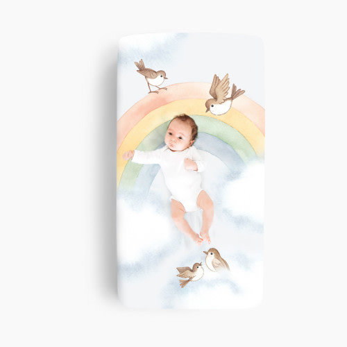 Rookie Humans Cotton Sateen Crib Sheet - Rainbow And Birds