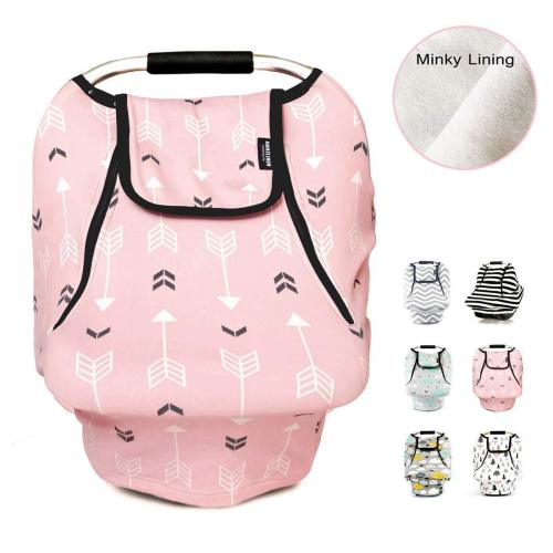 Stretchy Baby Car Seat Covers for Boys Girls, Infant Car Canopy Spring Autumn Winter,Snug Warm Breathable Windproof, Adjustable Peep Window,Insect Free,Universal Fit,Pink Arrowshower Pink