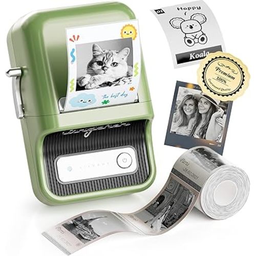 NIIMBOT Sticker Printer, B21 Pro Portabel Sticker Maker, Bluetooth Label Maker, 300DPI HD Label Printer for Photos, Notes, Study Graphics, Memo Maker,50x30mm Label,230Pcs(Green)