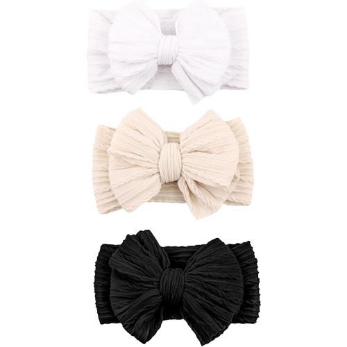 Amazon.com: Baby Bows Headbands Nylon Baby Hairbands Baby Girl Bows Hair Accessories for Baby Infant Toddler Baby Essentials (Black White Beige, mid) : Baby