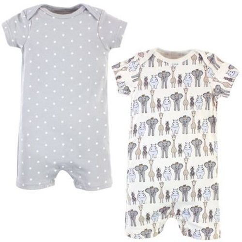 Hudson Baby Infant Boy Cotton Rompers, Royal Safari 2-Pack, 3-6 Months