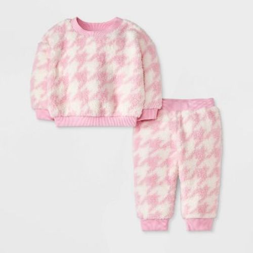 Baby Shearling Top & Bottom Set - Cat & Jack™ Light Pink Newborn