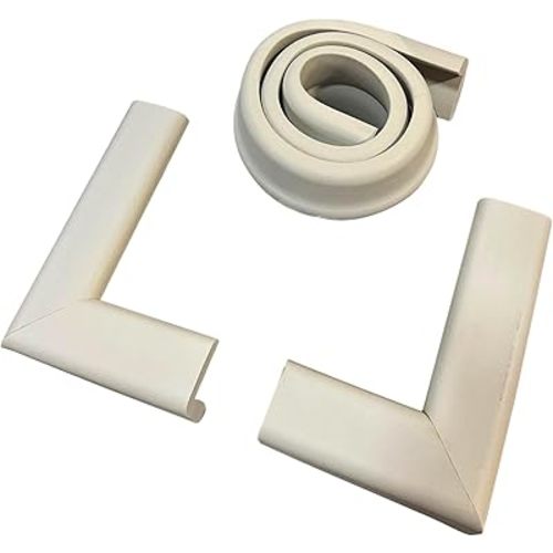 Cardinal Gates SPK Small Hearth Pad Kit - Fireplace Baby Proofing - Adhesive Backed Fireplace Bumpers for Babies - 4 Foot Roll of Padding & Two 6" x 9" Corners - Made in The USA - Taupe