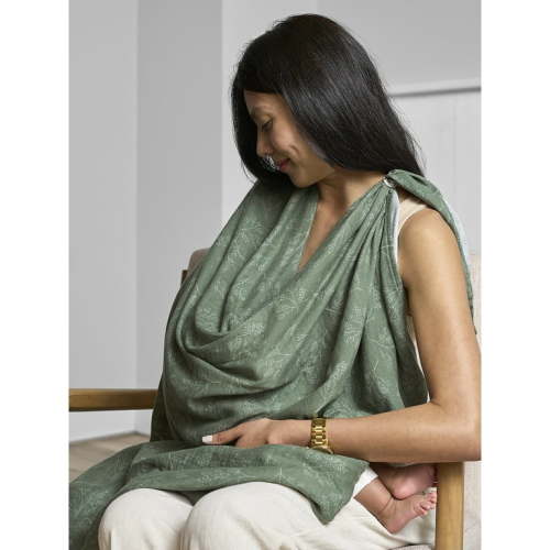 Modern Moments by Gerber Multi-Use Nursing Cover, Swaddle Blanket, Tummy Time Blanket and Burp Cloth , Green