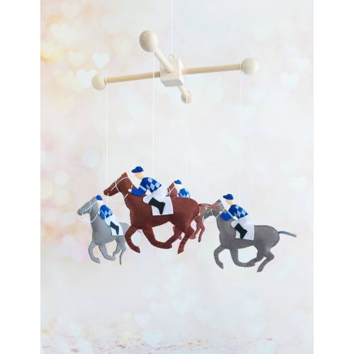 Nursery mobile Horse rider, Animal Baby crib mobile Horse rider, horse racing nursery, felt cot mobile decor, Animal mobile,Order your color