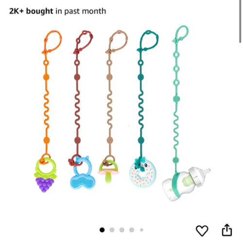 Toy Straps for Baby, 5pcs Adjustable Toy Holder for Stroller Accessories, Silicone Tether Pacifier Clip, No Throw Travel Essential Leash for High Chair, Car Seat (5-Pack)