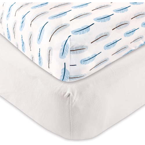 Touched by Nature Baby Boys' and Girls' Organic Cotton Fitted Crib Sheet, 2-Pack, Choose Your Color