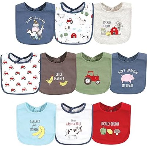 Hudson Baby Unisex BabyCotton Bibs
