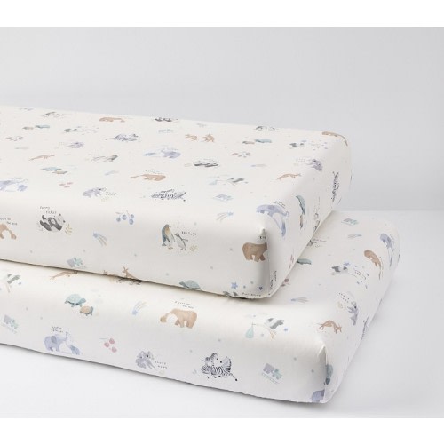 Avery Animals Organic Crib Fitted Sheet (Set of Two)