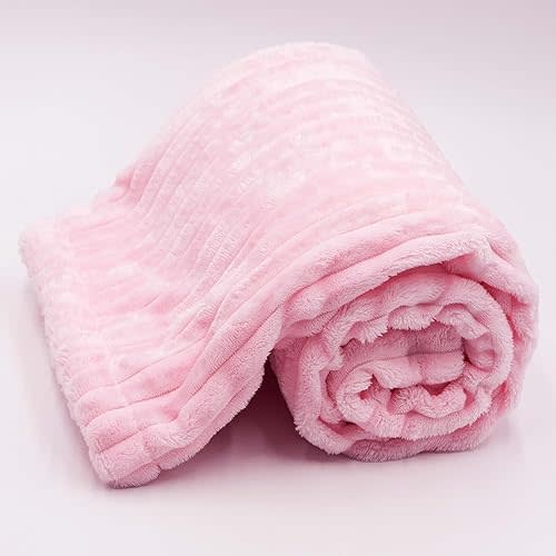 Jacquard Flannel Baby Blanket, Baby Blankets for Boys and Girls, Toddler, Soft, 40x30 Inches (Pink)