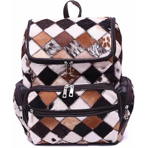 CHAYELL Cowhide Leather Backpack with Laptop Compartment - Unique Travel Backpack, Women's Diaper Bag (Brown)