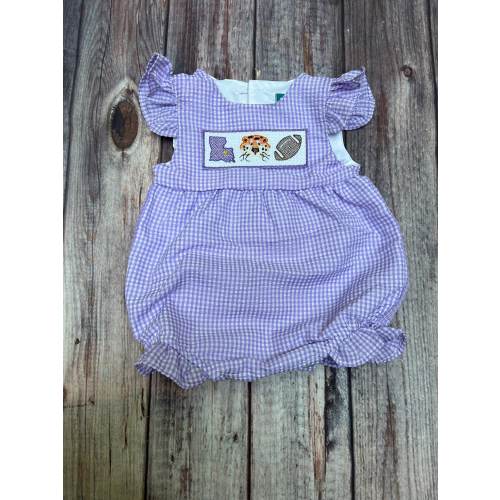Baby Girl Purple Seersucker Bubble