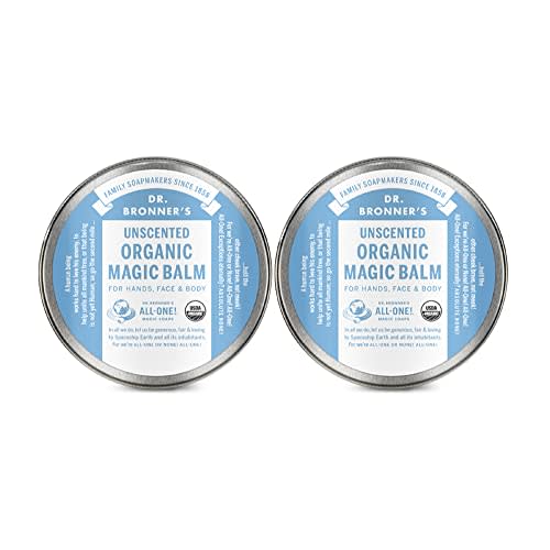 Dr. Bronner's - Organic Magic Balm - Baby Unscented, Made with Organic Beeswax & Hemp Oil, Moisturizes & Soothes Hands, Face & Body (2 oz, 2-Pack)