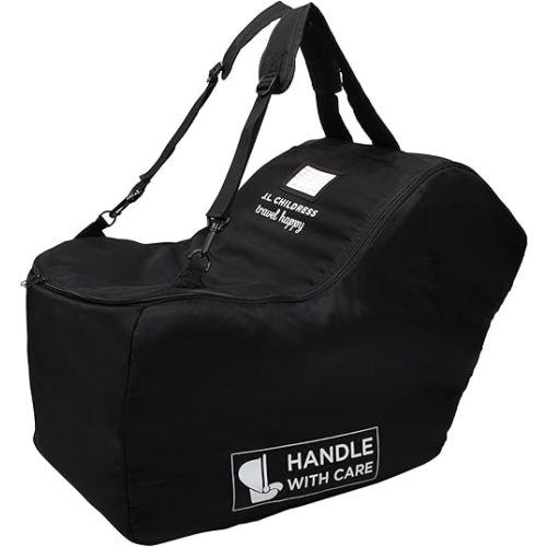 J.L. Childress Padded Infant Car Seat Bag with Wheels - Travel Bag for Airplane, Fits Most Baby & Infant Car Seats, Compatible with UPPAbaby, Nuna, & Chicco, AirTag Compatible - Premier, Black