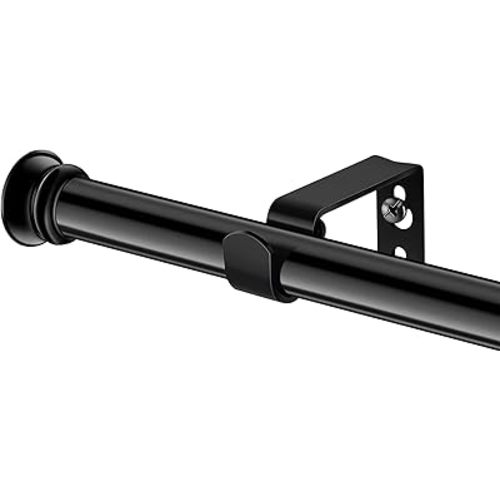 Standard Decorative Window Curtain Rods 30 to 88 Inch,5/8 Inch Diameter Small Curtain Rod Set, Heavy Duty Drapery Rods with Brackets-Black