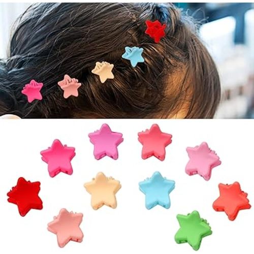 JANYUN 50 Pcs Colorful Star Mini Hair Claw Clips Clamps Accessories for Baby Toddler Girls Decorative Bun Thin Hair, Assorted Colors (Star)