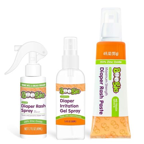 Boogie Diaper Rash Cream Spray for Baby, Travel Friendly No-Rub Touch Free Application for Sensitive Skin, Over 200 Sprays per Bottle, 1.7 oz (Pack of 3)