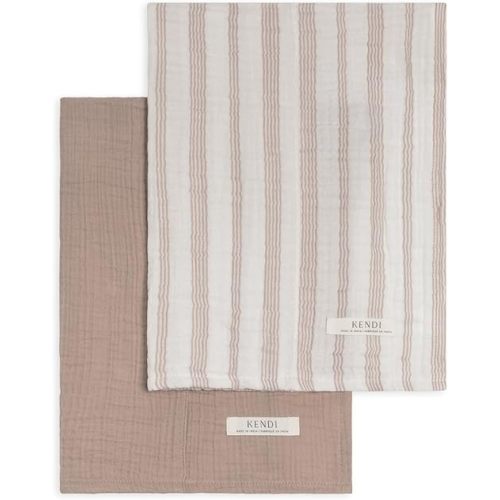 Colored Organics Baby 2 Pack Organic Cotton Burp Cloths Set - Enzo Stripe + Beige Muslin