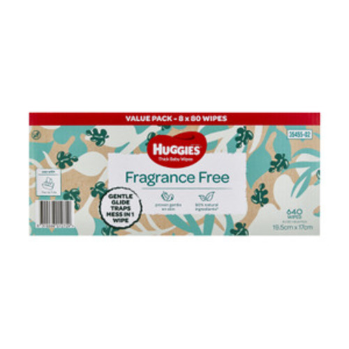 Huggies Thick Baby Wipes Fragrance Free | 640 pack