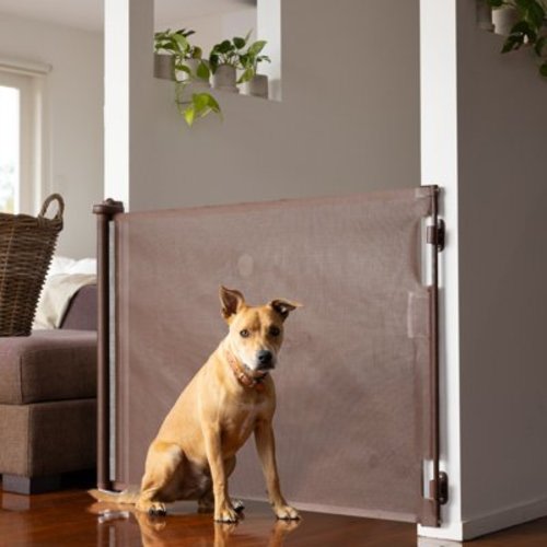 Perma Child Safety 71 in. Wide x 33 in. Tall Brown Retractable Baby Gate