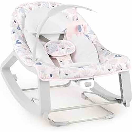 Ingenuity Keep Cozy 3-in-1 Grow with Me Vibrating Baby Bouncer Seat & Infant to Toddler Rocker, Vibrations & -Toy Bar, 0-30 Months Up to 40 lbs (Pink Burst)