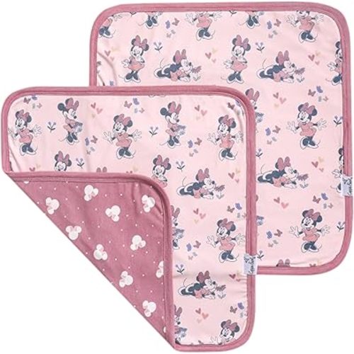 Copper Pearl 3-Layer Knit Security Blanket Set Sized 16" x 16" 2-Pack Minnie Mouse