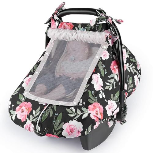 Unicorn Castle Baby Car Seat Cover Infant Car Seat Covers for Babies Breathable Car Seat Canopy Mesh Window Carseat Cover for Four Seasons Newborn