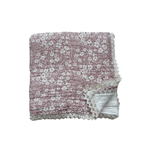 Muslin 6-Layer Blanket - Mauve Bloom Lace