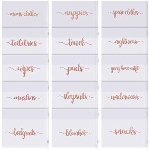 Boao 15 Pack Hospital Bags for Labor and Delivery 11 x 14 Inch Diaper Bag Organizing Pouches Resealable Maternity Hospital Pouches(Rose Gold Letter)