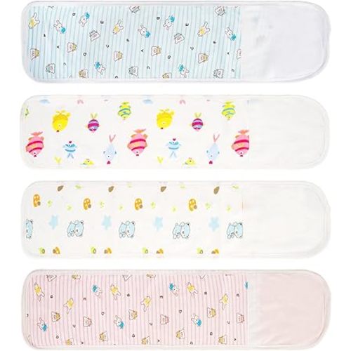 Liitrton 4 PCS Cartoon Pattern Cotton Baby Infant Umbilical Cord Belly Band for 0-12 months (Random Color,Printed Animal)