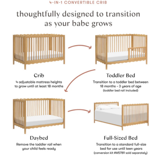 Swell 4-in-1 Convertible Crib with Toddler Bed Conversion Kit - Honey