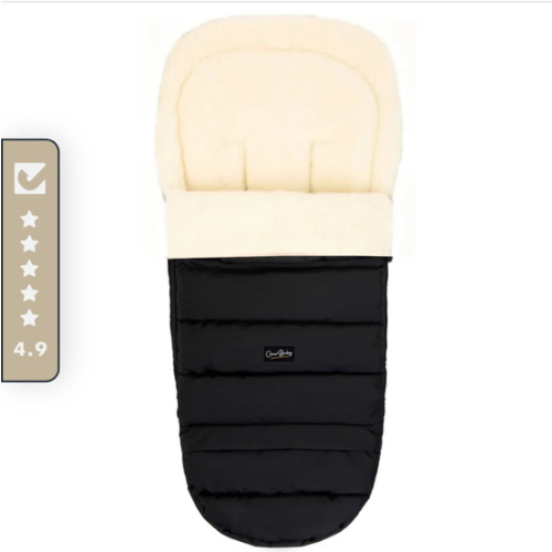 Black Arctic Organic Wool Adjustable Footmuff | Cover Baby LLC