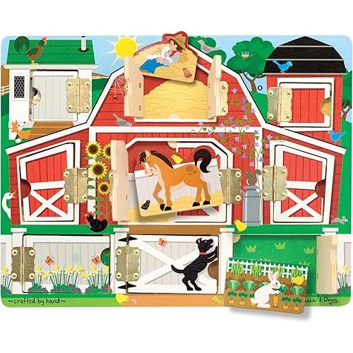 Melissa & Doug Hide and Seek Farm Wooden Activity Board With Barnyard Animal Magnets