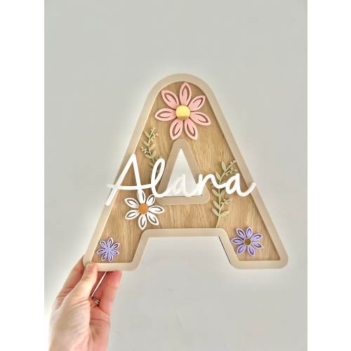 Wildflower initial Letter | Kids Nursery Decor | girls Room | New baby gifts | wildflower name plaque | Personalised | Floral | Wildflower |