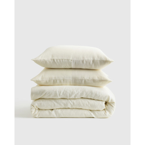 100% European Linen Duvet Cover Set in Ivory